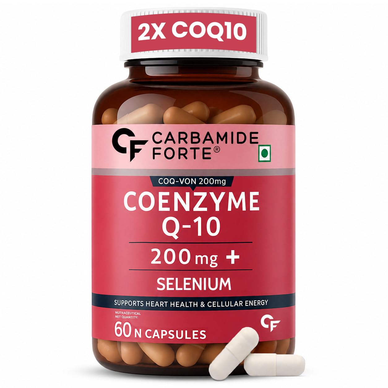 Carbamide Forte Coenzyme Q10 (CoQ10) 200mg with Selenium 40mcg | Supports Heart Health and Vascular Health | 100% Vegetarian – 60 Capsules