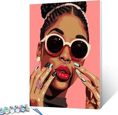 Miniatura 2 de Kit de pintura por números DIY para adultos, principiantes y niños de Tucocoo belleza, moda, dama en óleo sobre lienzo con pinceles y pigmento