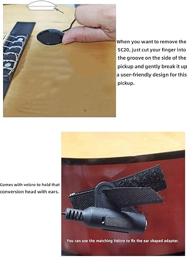 Miniatura 2 de Pastilla de guitarra, micrófono de contacto piezo pickup, sin taladrar accesorio amplificador de instrumento musical fácil de instalar, calidad de