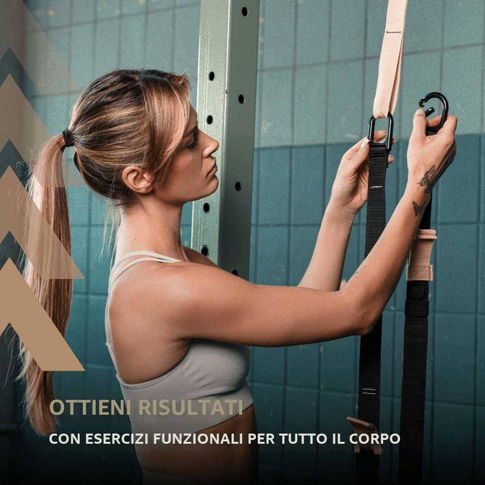 THYSOL Resistance Trainer Pro Xtreme Straps Army | Sling Trainer Set con ancoraggio regolabile | Fitness Allenamenti a casa – Adatto per viaggi e per allenamento indoor & outdoor