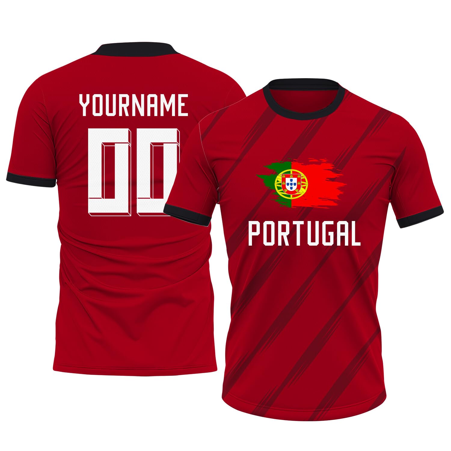 Generic Custom Portugal Soccer Jersey Men Women Kids Youth, Personalized Athletic Shirts with Name Number Logo, Red Soccer Shirt Set