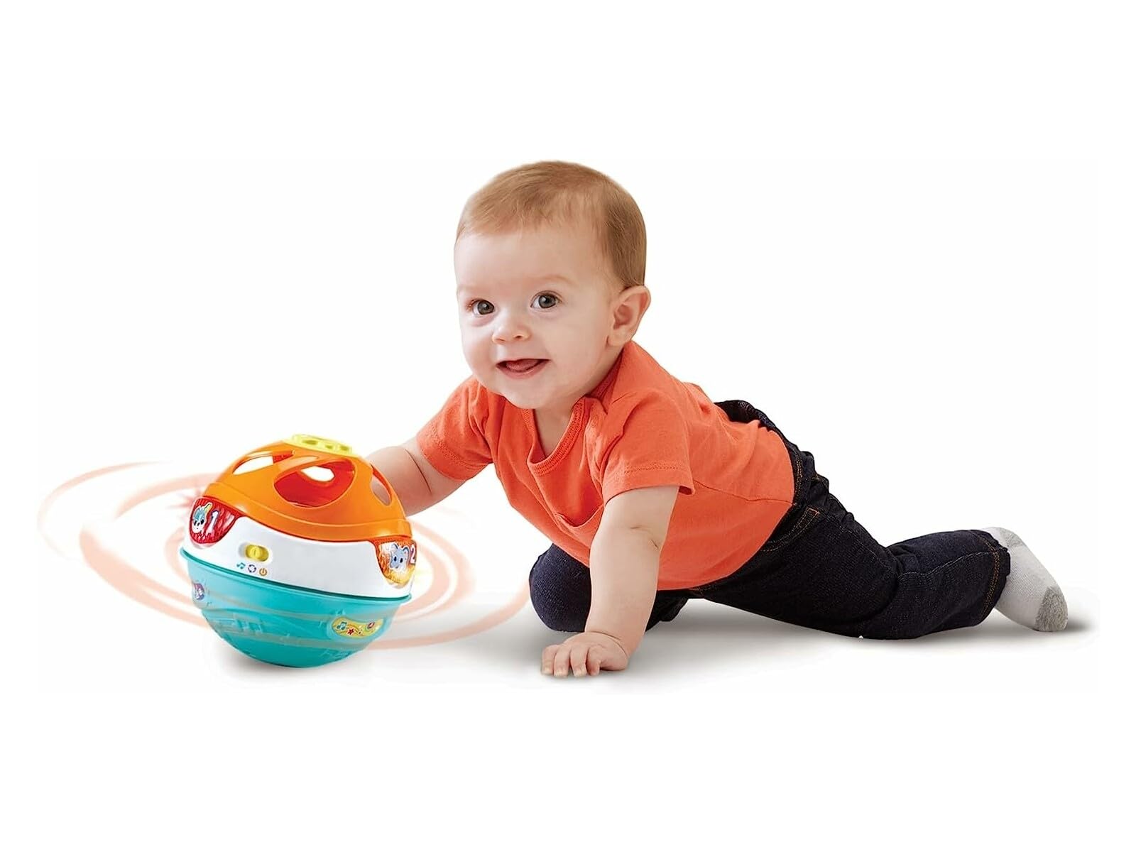 VTech - Rueda la Bola 3 en 1, Pelota interactiva para bebés +9 Meses, transformable en diábolo y Tambor, Versión ESP