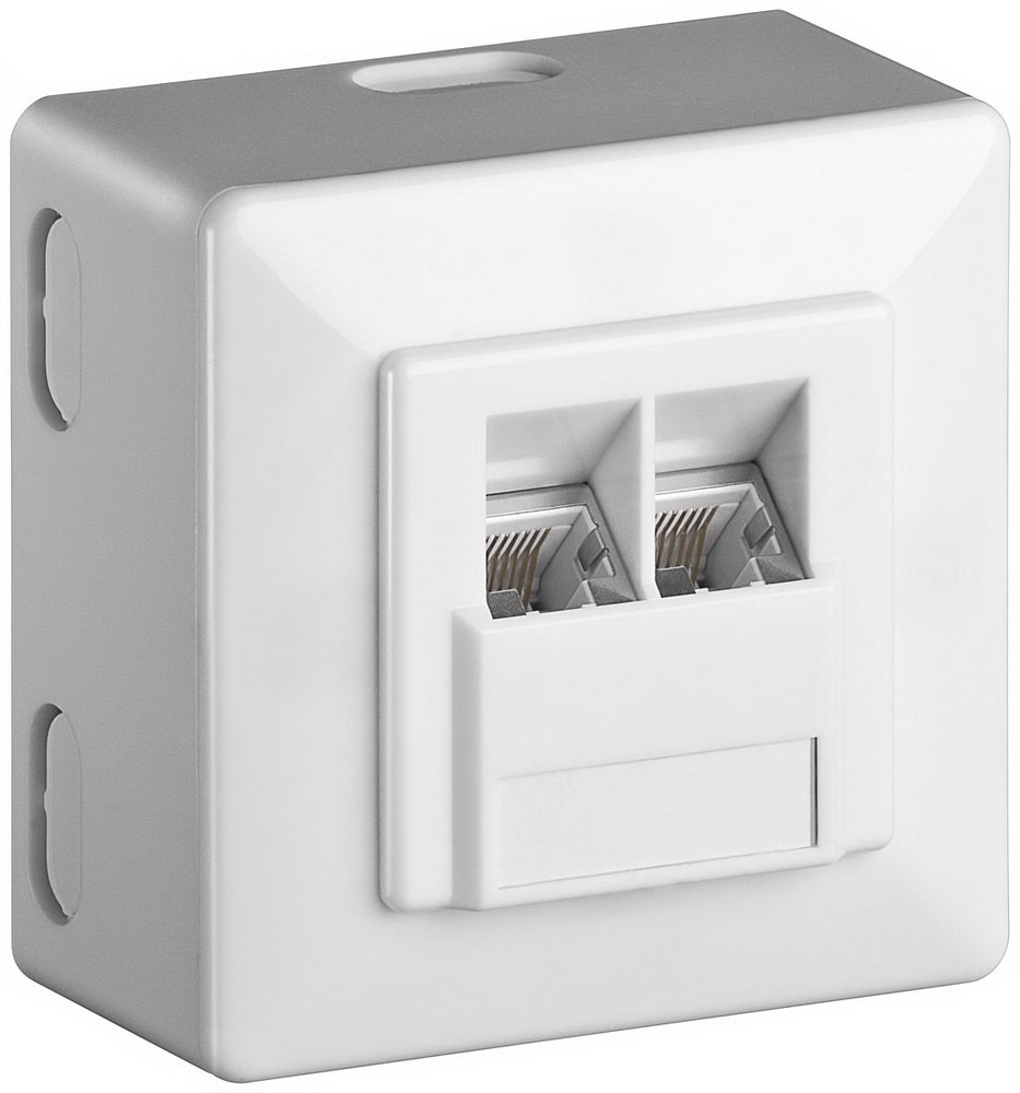 Goobay 69244 CAT 6 universal wall plate incl. on-wall mounting frame - 2x RJ45 network wall socket shielded
