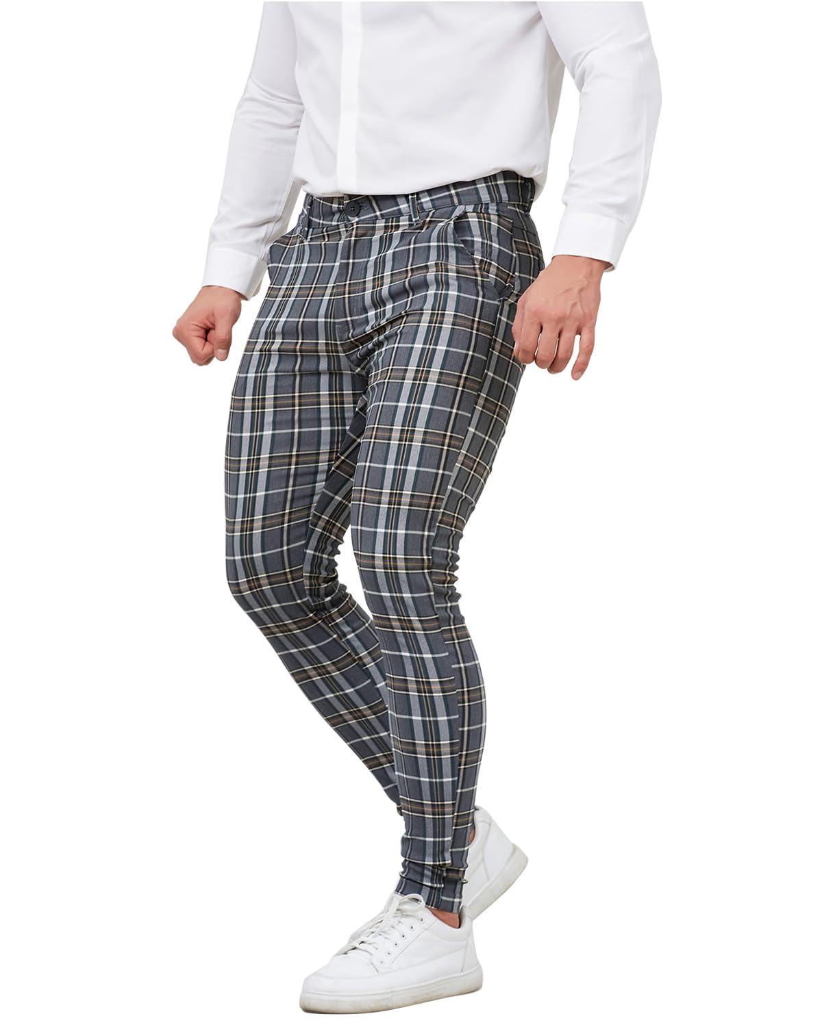 Mens Chinos Slim Fit Stretch Flat-Front Skinny Dress Pants 28 Regular A047