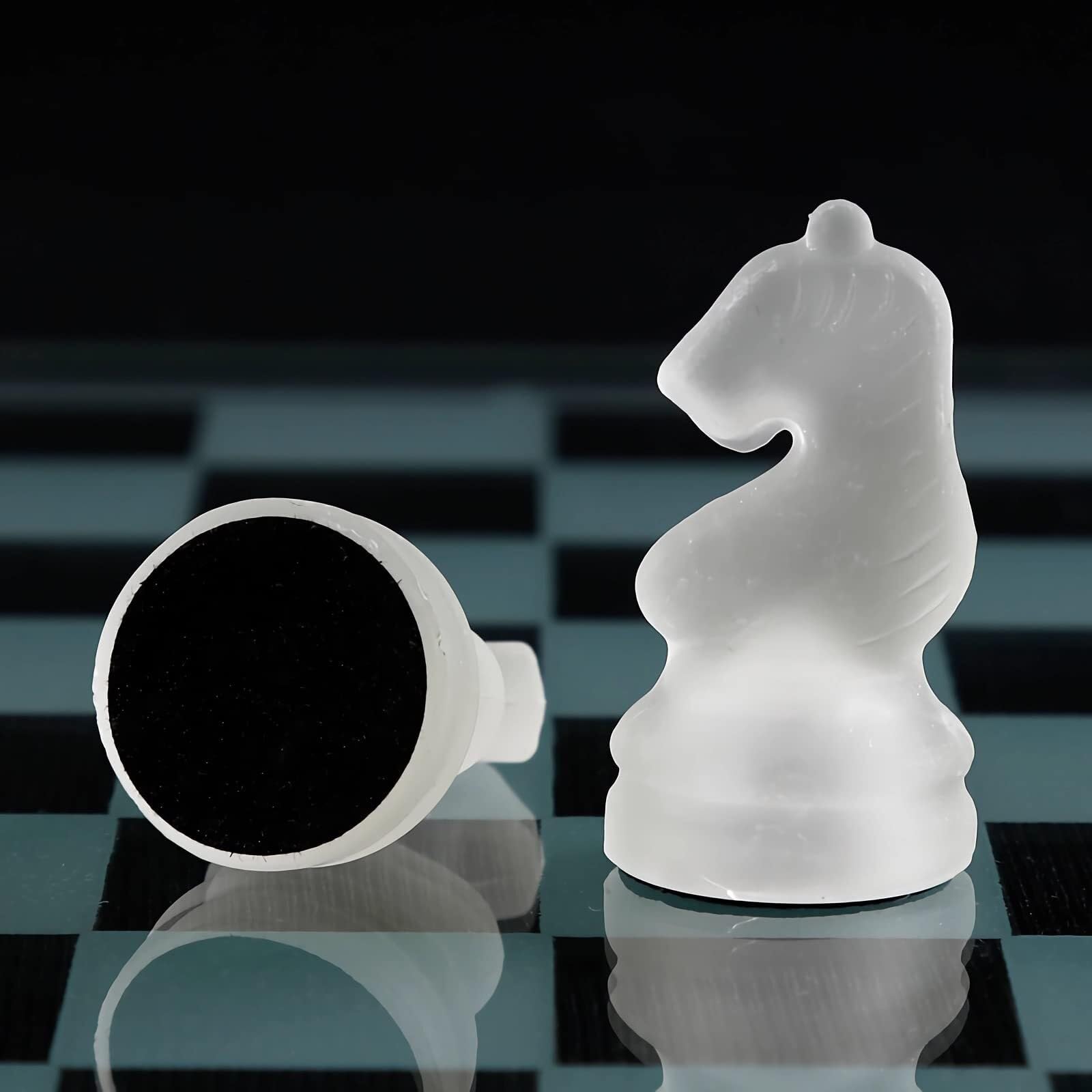 Jeu d'échecs Portable en Verre, pièces givrées et Transparentes échecs