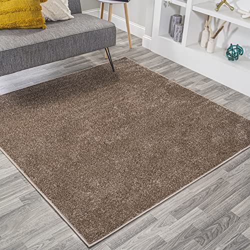 JONATHAN Y Haze Solid Low-Pile Brown 5x5 Square Indoor Area Rug, Coastal,Bohemian,Minimalist,Classic, Easy-Cleaning for Living Room,Bedroom,Kitchen,Pet Friendly,Non-Shedding (SEU100J-5SQ)
