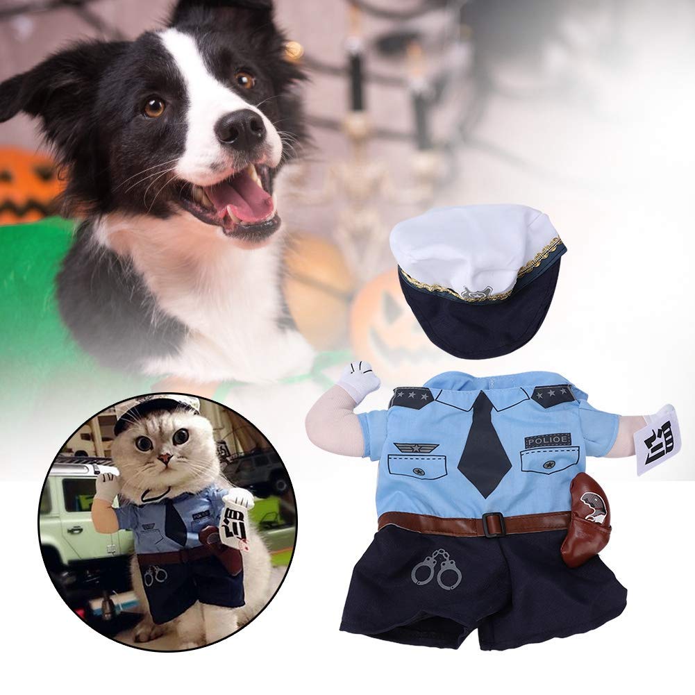 Zwierzę domowe Policja Kostium Zwierzę domowe Halloween Boże Narodzenie Sukienka Cosplay Zabawny pies Kot Rekwizyt Cosplay Dressing Odzież imprezowa na Halloween Boże Narodzenie Weekendowe imprezy Urodziny (M)