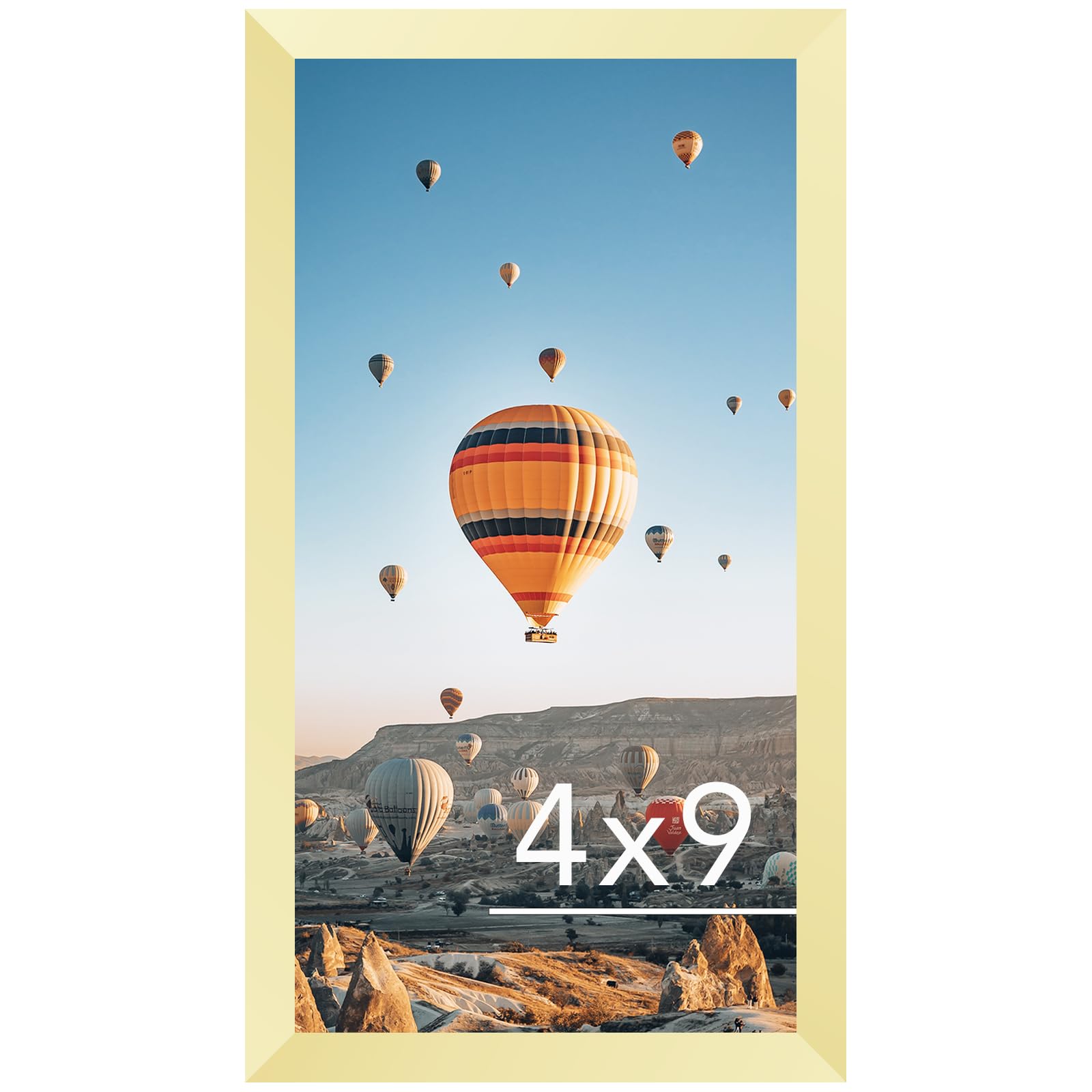 JCJMY 4x9 Picture Frame Gold for Wall Hanging or Tabletop, Wall Mounting Horizontally or Vertically, 4 x 9 Wall Gallery Poster Photo Frame with Shatter Resistant Plexiglass, Gold
