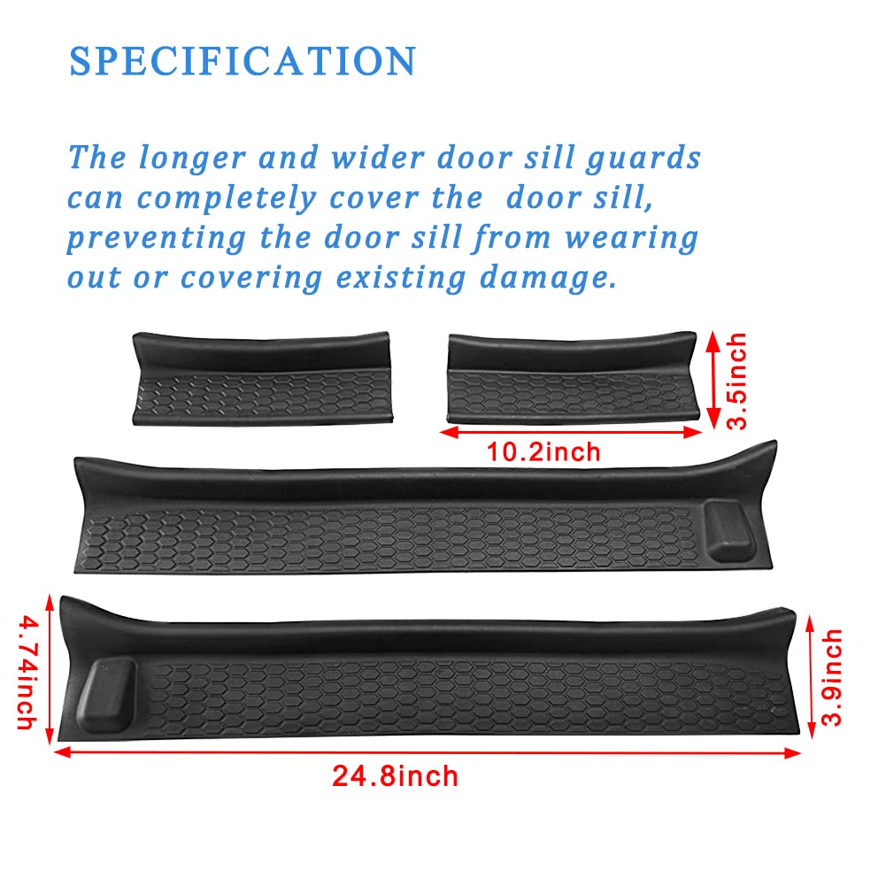 Soft Rubber Door Sill Guards Kit,Door Entry Guards for 20182022 Jeep