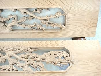 Amazon.co.jp: 94267T 欄間 一対 特上両面彫 松竹梅文 井波彫刻 細密