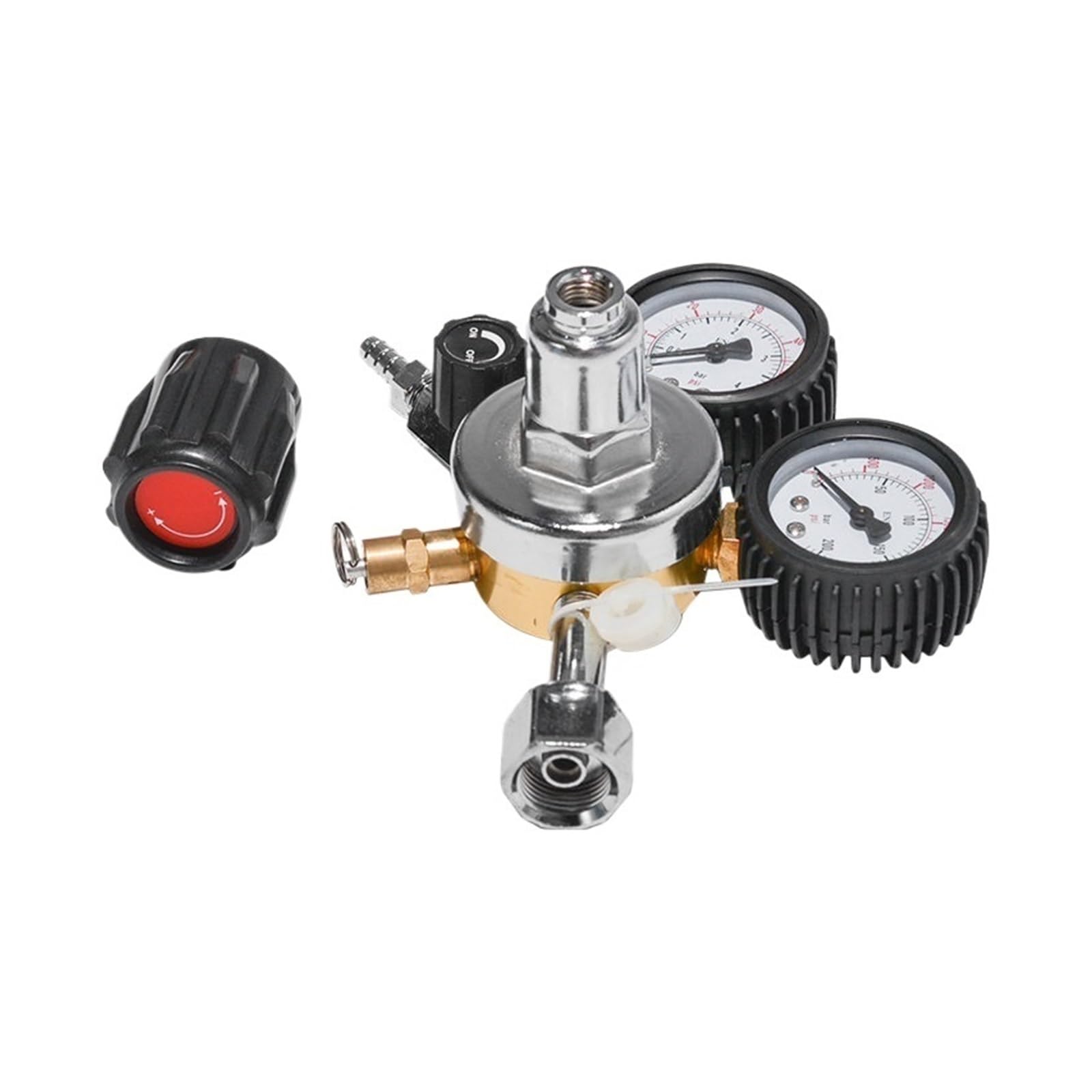 Regulador de Botella de Gas CO2, Reductor de presión de dióxido de Carbono for Bebidas, Cerveza, W21.8, Instrumento de medición regulador de Doble Calibre