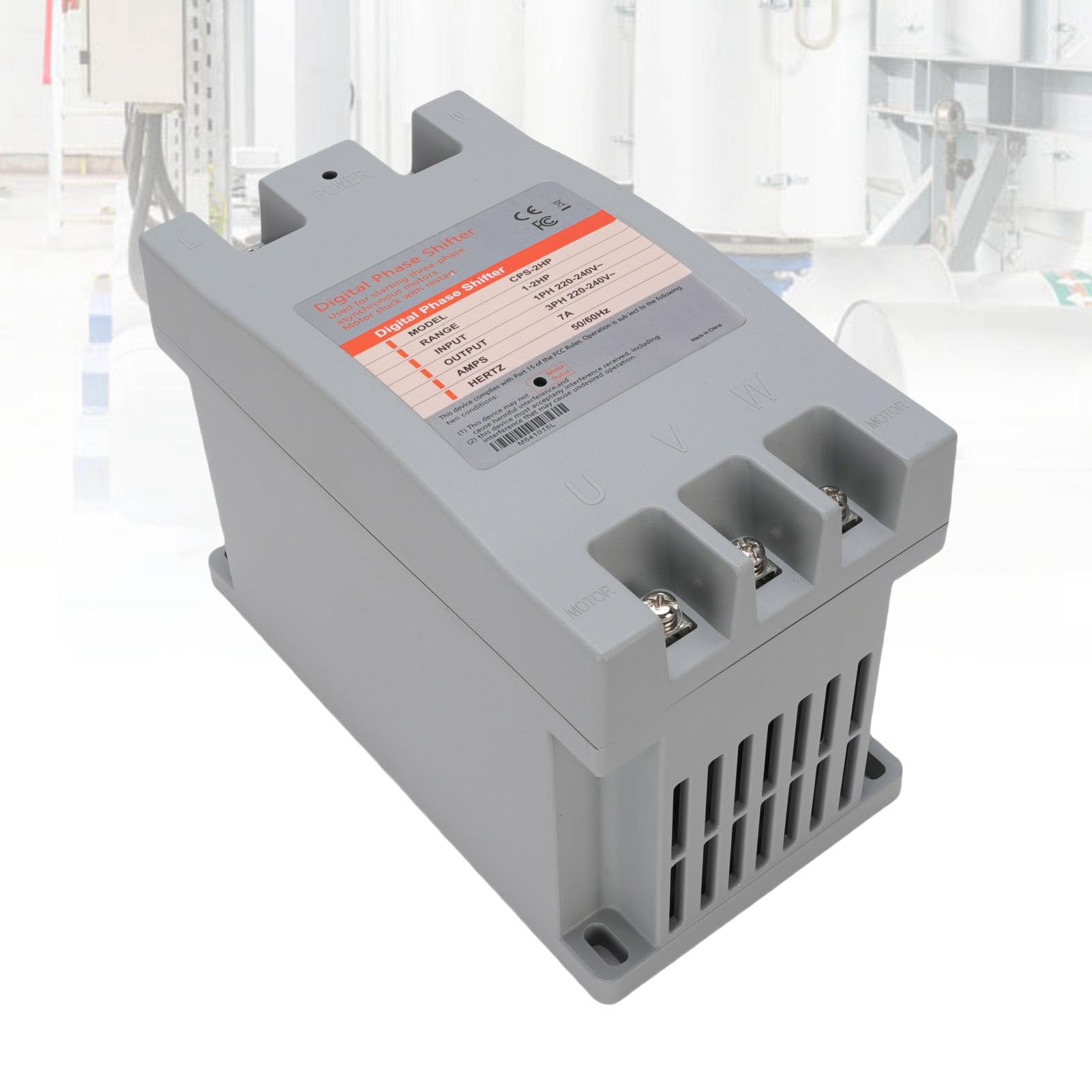 Yosoo Health Gear Convertidor Monofásico a Trifásico, Cambiador de Fase Digital ABS 1 a 2 7A 50 60 Hz, Cableado Fácil y Compacto Ahorro de Energía para Equipos de Accionamiento de Motor Hogar Tienda