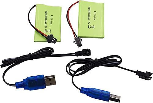Miniatura 7 de Blomiky Paquete de 2 baterías recargables de litio de 3.7 V 600 mAh y 2 cables de carga USB compatibles con Fisca Control Remoto Robot Dog K9