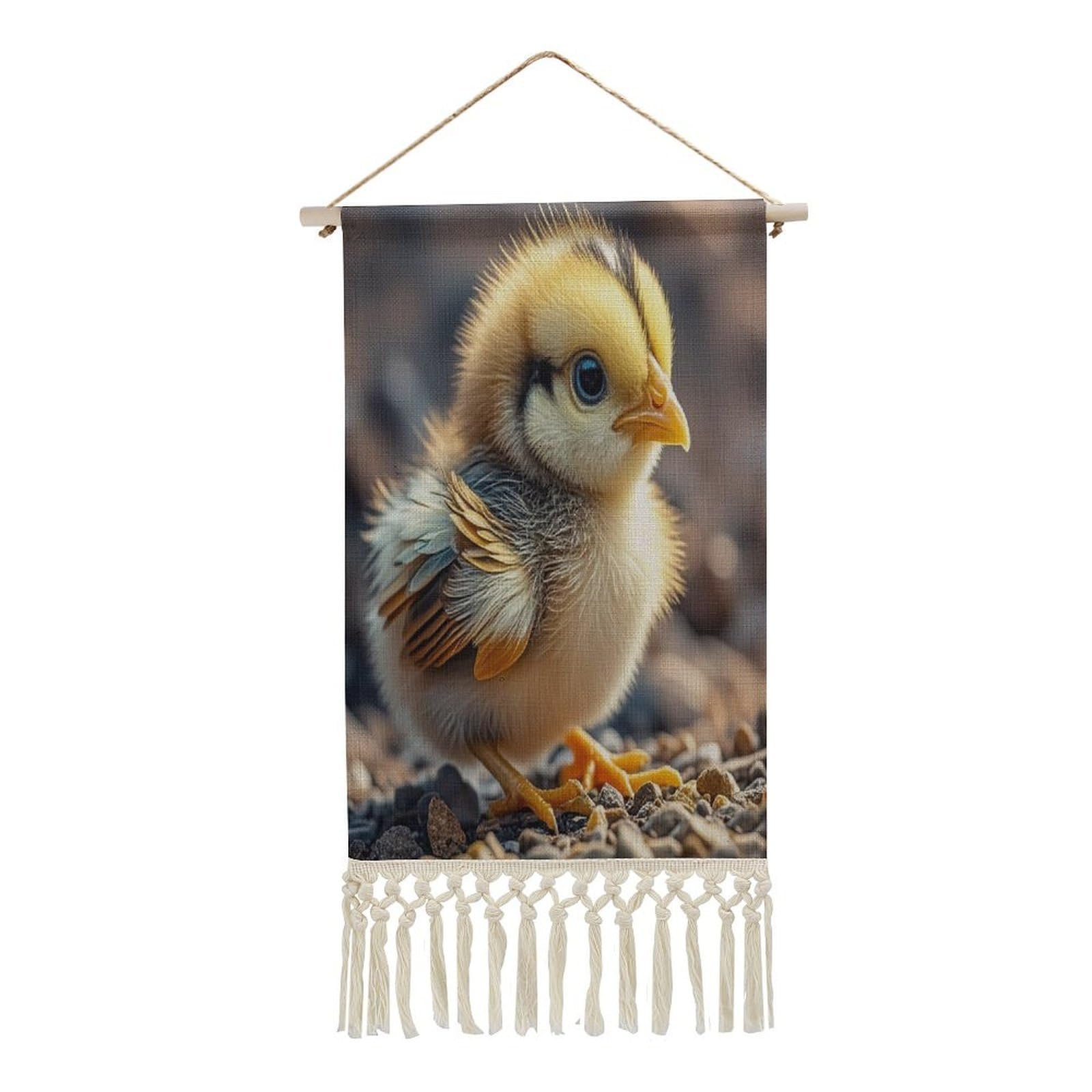 FekiLoot Chicken Chick Wall Art Print Decor Art Tapestry with Tassel Cotton Linen Hanging Poster Vintage Aesthetic Wall Art Poster Rustic Wall Art Decor for Home Bedroom Living Room Office