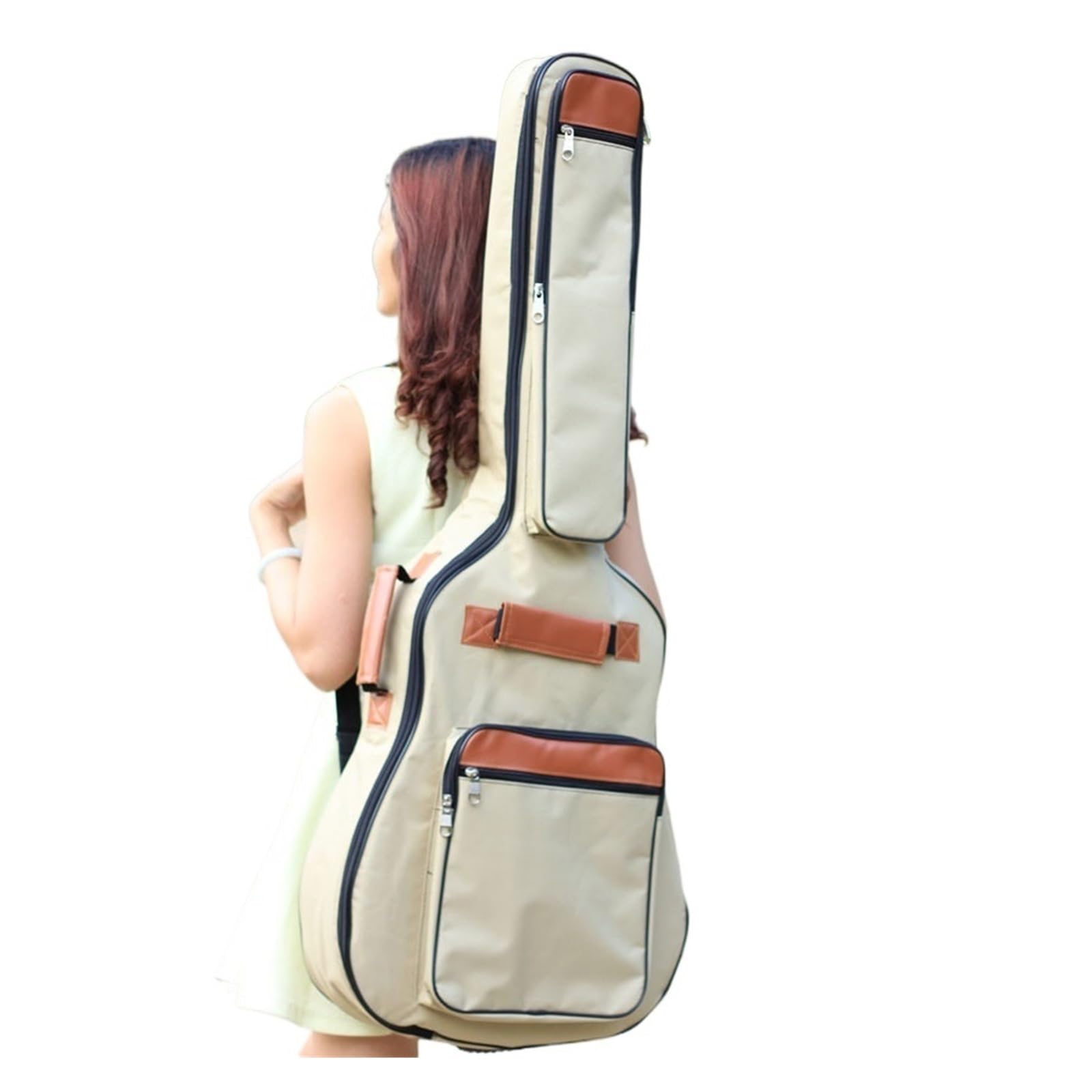 Funda para Guitarra Bolsa for Guitarra de 41 Pulgadas, Gruesa, Impermeable, de Nailon Oxford, con Doble Correa y Acolchado de algodón, Mochila de Concierto(Khaki)