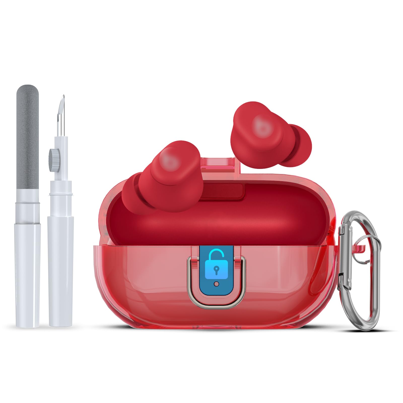 [Upgrade Secure Lock] for Beats Solo Buds 2024 Case Cover with Cleaner Kit, AGENTNANO Clear TPU Shockproof Protective Cover Compatible with Beats Solo