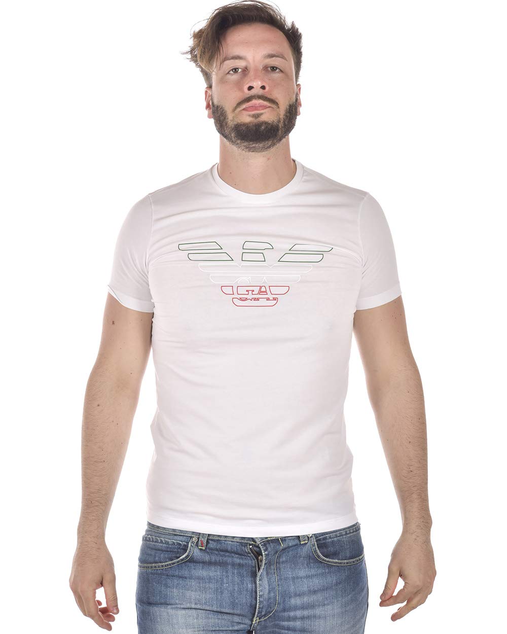 Emporio Armani T-Shirt Logo, Męskie T90, Biały, M