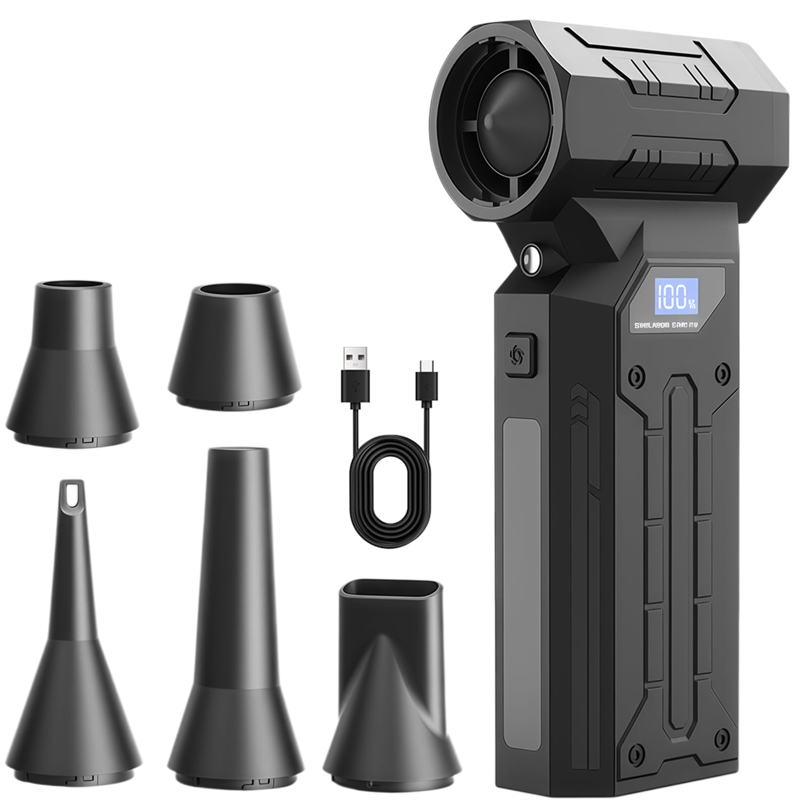 Innobeaut Plumero de aire eléctrico, 110.000 RPM para PC, soplador de aire inalámbrico compacto con 4 velocidades, batería de 4000 mAh, pantalla digital y 5 boquillas