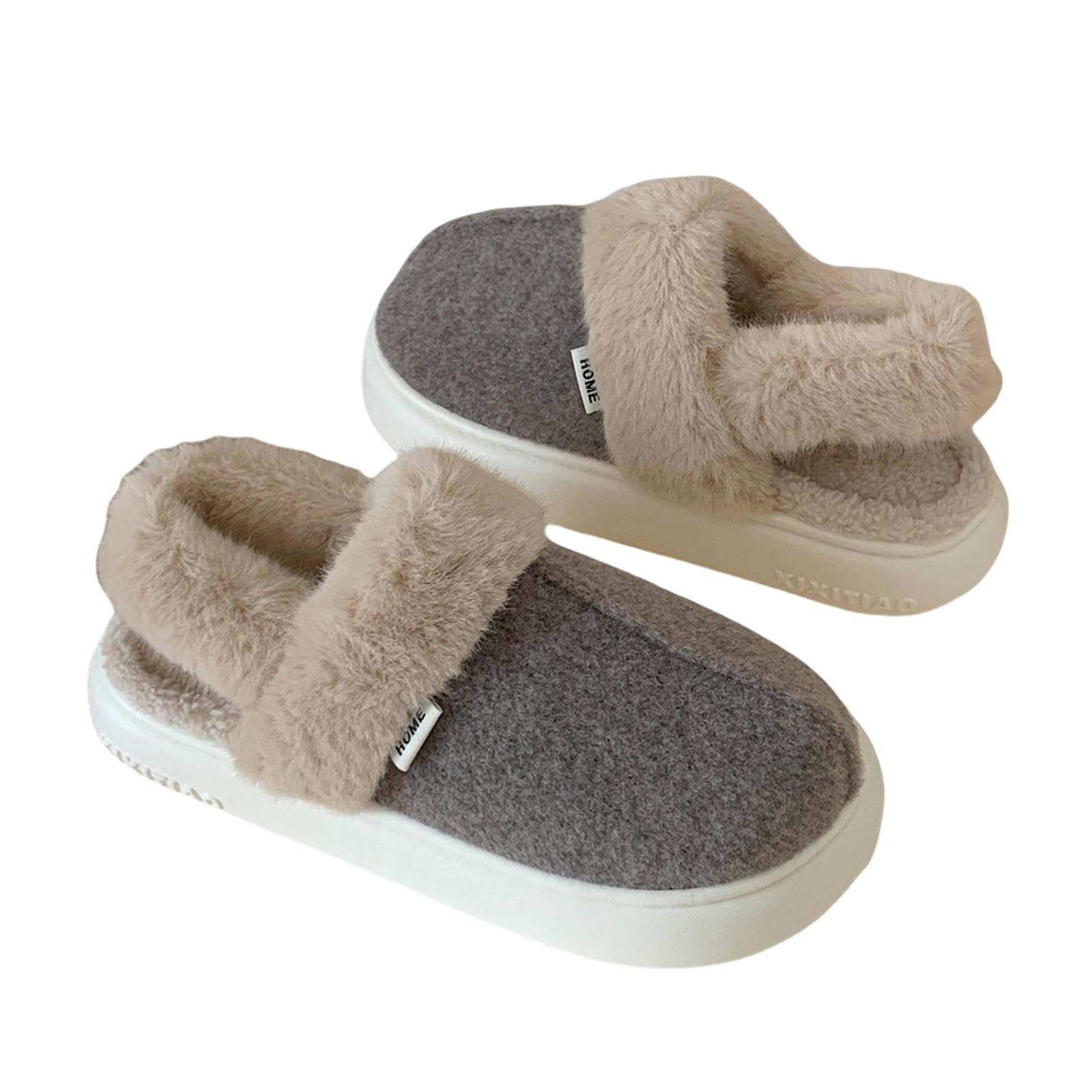 Pantofole Coppia Peluche Casual Moda Esterna Indossare Scarpe Di Confinamento Calde Pannelli Di Cotone Inverno Per Uomini E Donne-grigio Scuro-36-37