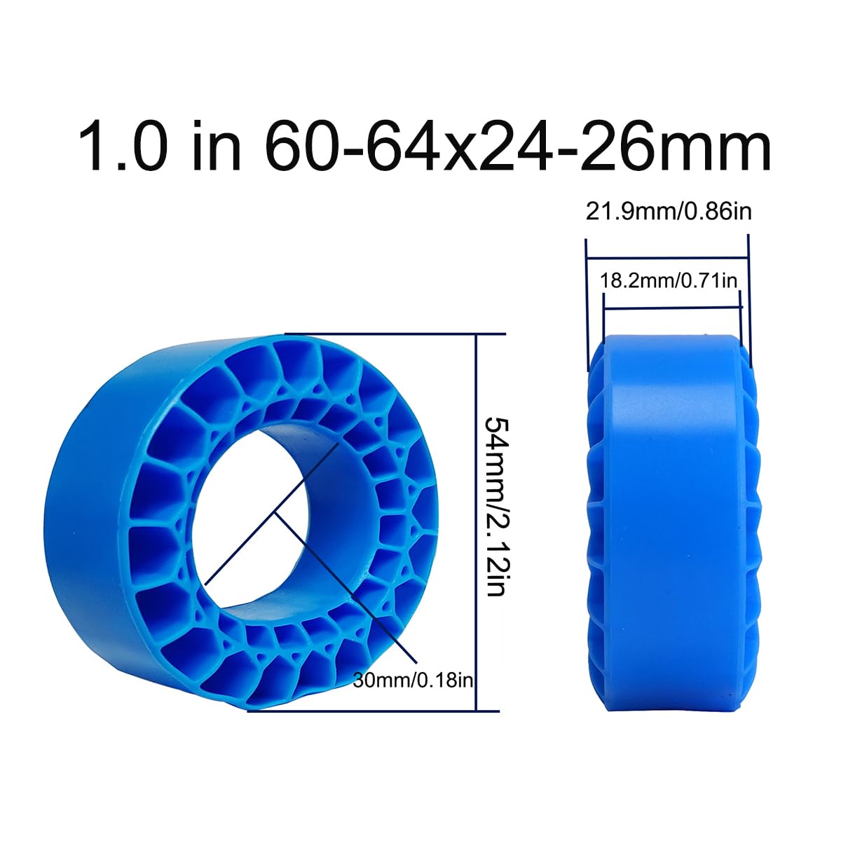 DJCRAWLER Ultra Soft Blue Silicone Rubber Liner for 60-64 * 24-26 mm 1.0” Tires (Blue)
