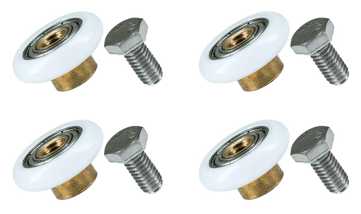 ciciment 4 Pack Shower Door Rollers Runners Wheels - Replacement Sliding Door Rollers for Bathroom Glass Shower Doors (23mm)