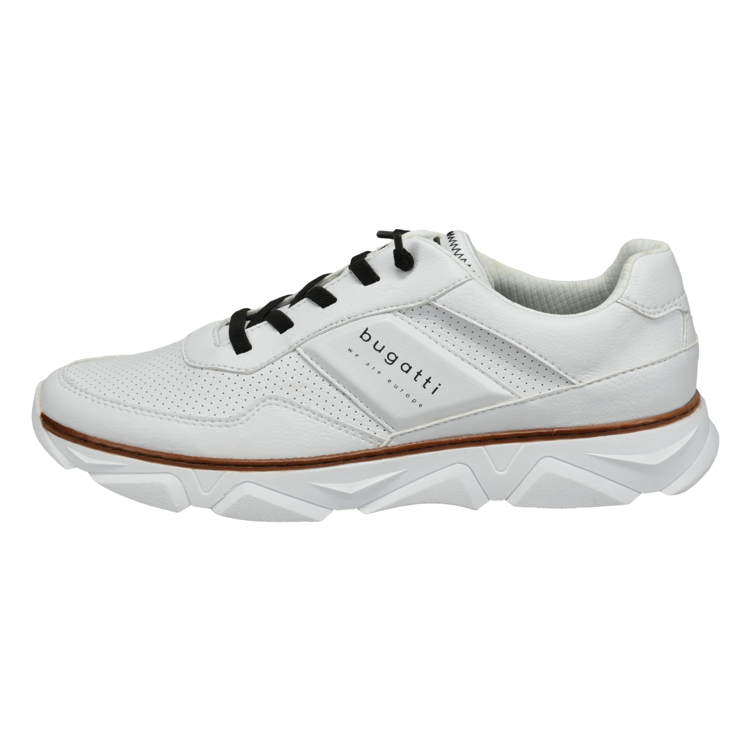 bugatti heren Sportieve sneakers met memory foam, elastische veters, Wit, 44 EU