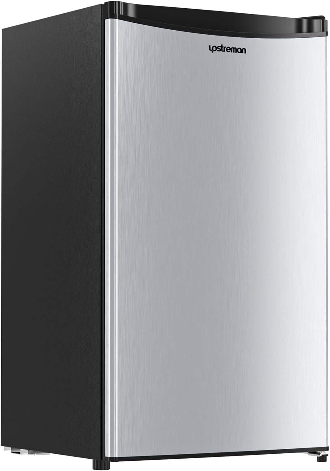 3.2 Cu.Ft Mini Fridge with Freezer, Single Door Compact Refrigerator, Adjustable Thermostat, Small Refrigerator for Dorm, Bedroom, Office, Stainless Steel-SR321