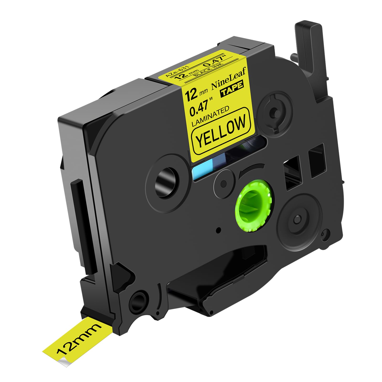 NineLeaf TZe-631 Label Tape 12mm Compatible for Brother P-Touch Label Printer TZe631 TZ-631 12mm 0.47 Laminated Black on Yellow TZe TZ Tape 12mm for E110 H100R H108 H101C H200 1000, 20 PK