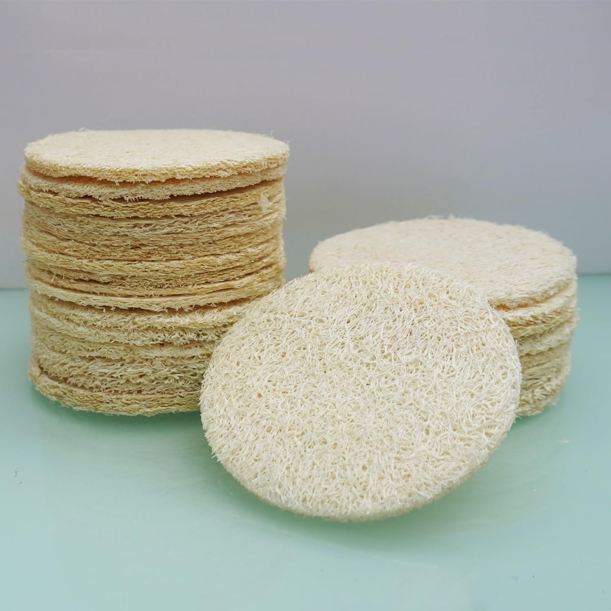 25-Pack Natural Loofah Exfoliating Face Pads - Gentle Facial Sponge & Scrubber for Daily Cleansing, Makeup & Dead Skin Removal - 100% Organic, Biodegradable & Travel-Friendly