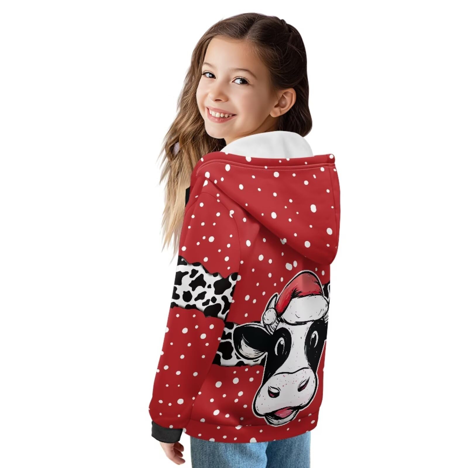 Xoenoiee Sudadera con capucha para niñas y niños, con cremallera, para adolescentes, casual, de manga larga, forro de terciopelo