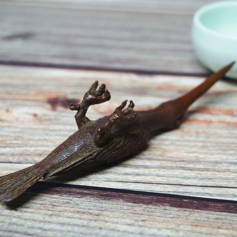 手作りの銅製芸術品 ホウキドリ 茶寵書斎文鎮0 縦約13.5cm横約3.0m高さ約4.0cm