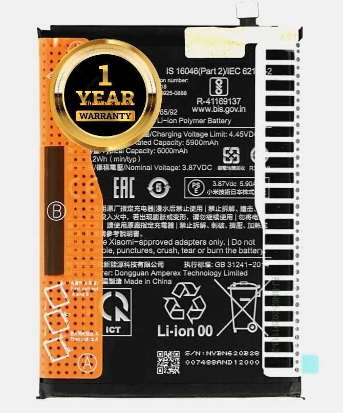 Image of Original Battery BN62 Comapatible for Redmi Note 9 4G / Redmi 9T / Redmi 9 Power /Poco M3 J19S with 1 Year Replacement Warranty