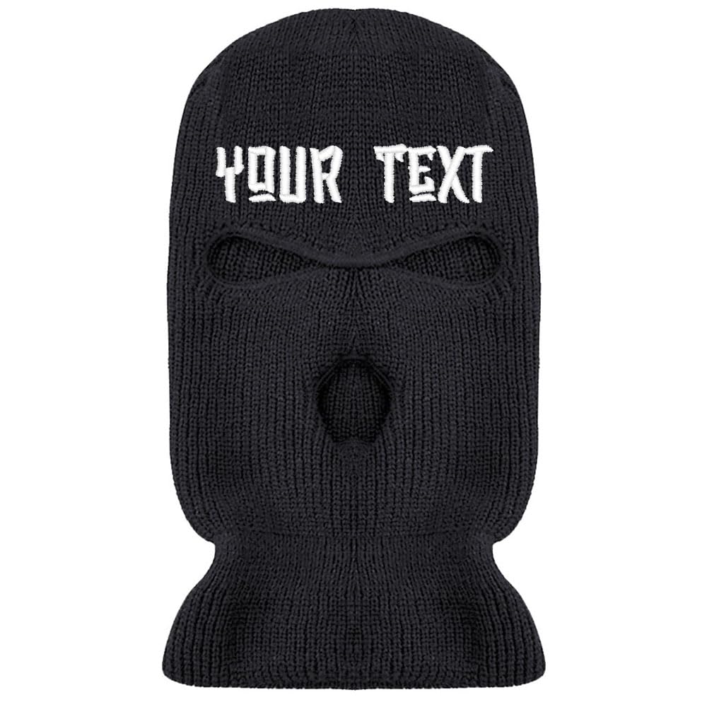 Custom Text Name Logo Embroidery 3 Holes Full Face Cover Ski Mask Winter Outdoor Sports Knitted Balaclava for Men Women