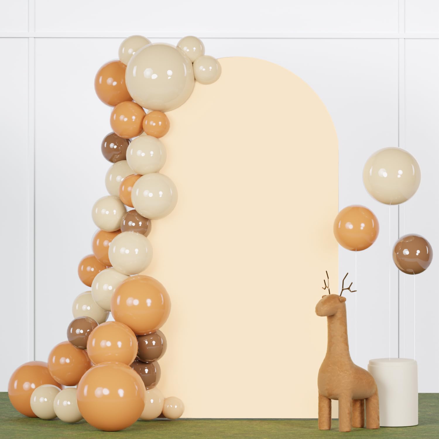 FANPROMS Beige Wedding Arch Cover 8FT Arch Covers Stretchy Backdrop Spandex Fitted Arched Stand Cover Garland Metal Arched Backdrop Frame Covers