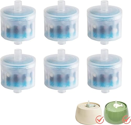 Filtros de fuente de agua de cerámica para gatos, 6 paquetes de filtros de repuesto para fuente de gato para dispensador automático de agua para