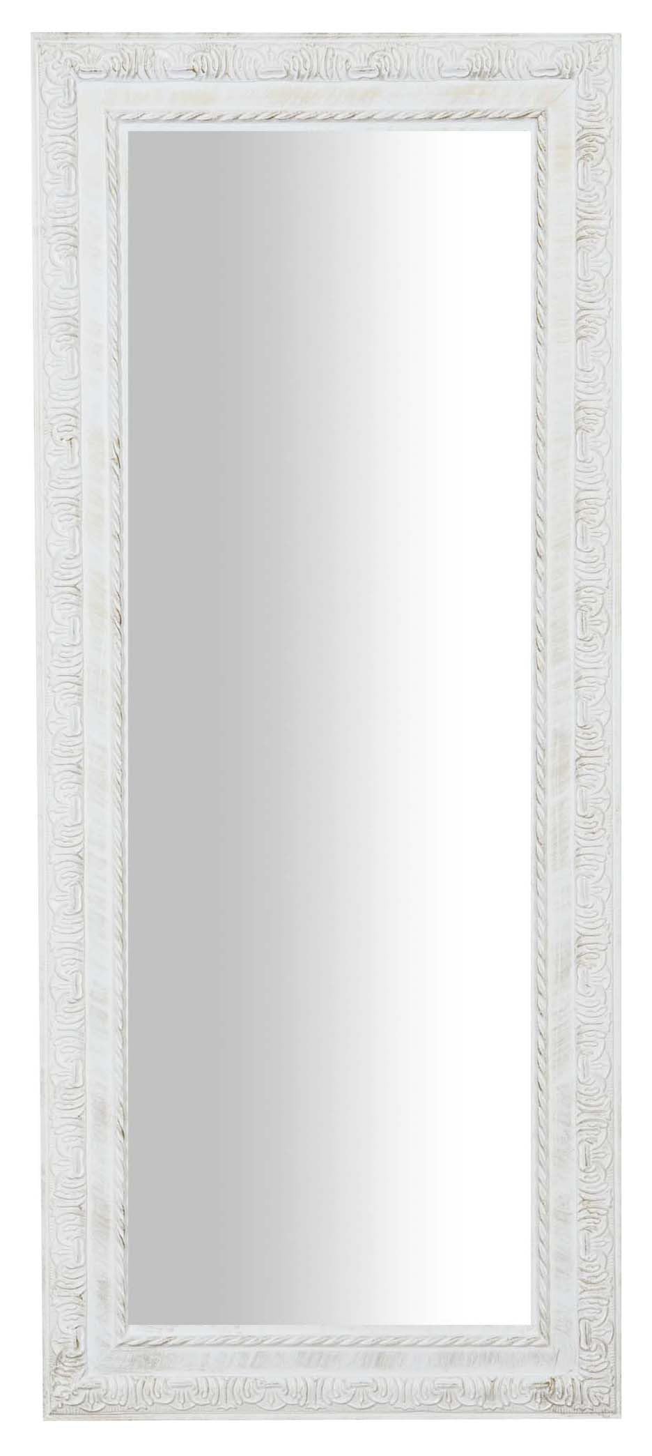 Biscottini Espejo de pared L35 x PR4 x H82 Blanco - Espejo de baño - Espejo de decoración del hogar - Decoración del hogar - Espejo de pared largo - Decoración del dormitorio - Espejo dormitorio