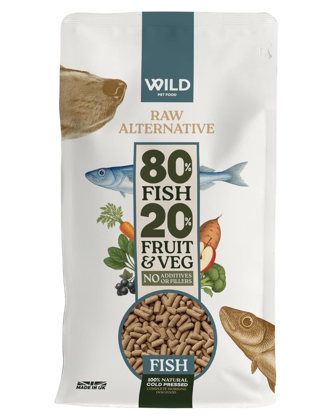 Wild Pet Food - Fish (6 kg) Dog Food Dry, Grain-Free and 80:20 Cold Pressed, Low Fat, High Protein and Nutritionally Complete - Hypoallergenic Dog Food, Gastrointestinal - Adult or Puppy