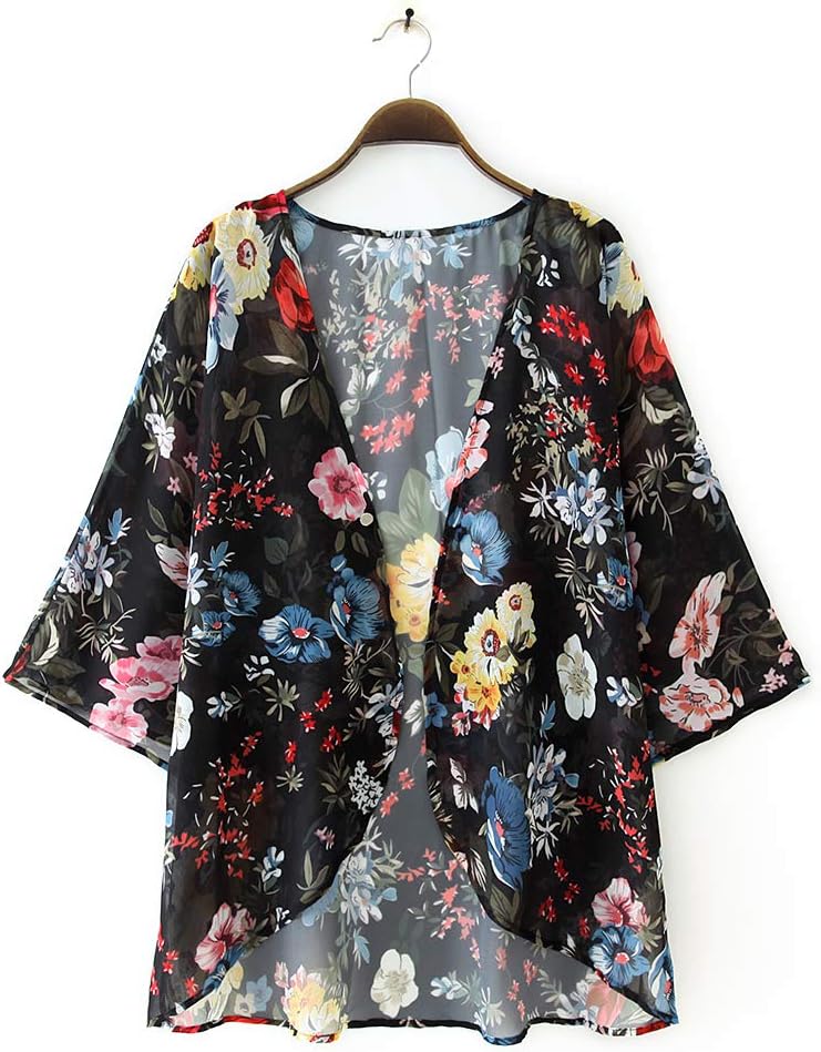 CASURESS Women's Cardigan-Sheer Kimono Loose Summer Floral Print Cover Ups - Image 4
