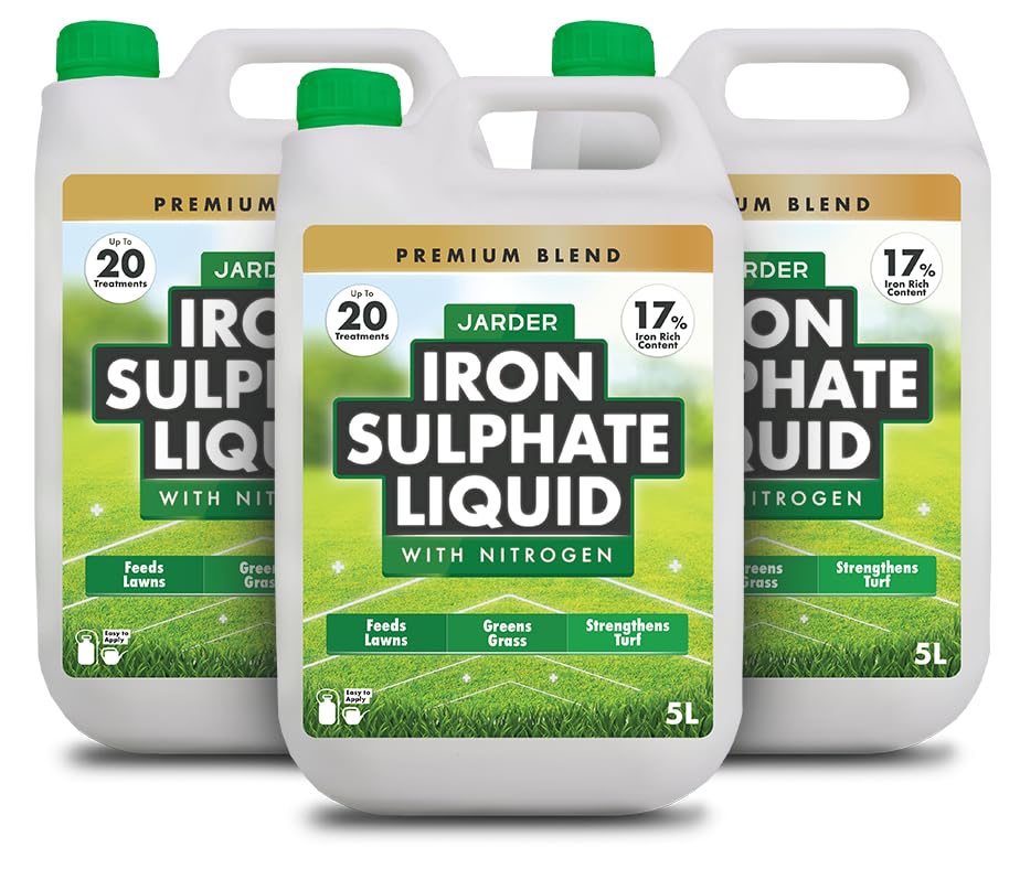 Jarder Iron Sulphate Liquid With Nitrogen 3 x 5L - Feeds Lawns - Greens Grass - Grows Grass - Lawn Tonic - 20 Treatments per 5L - Premium Blend and Iron Content