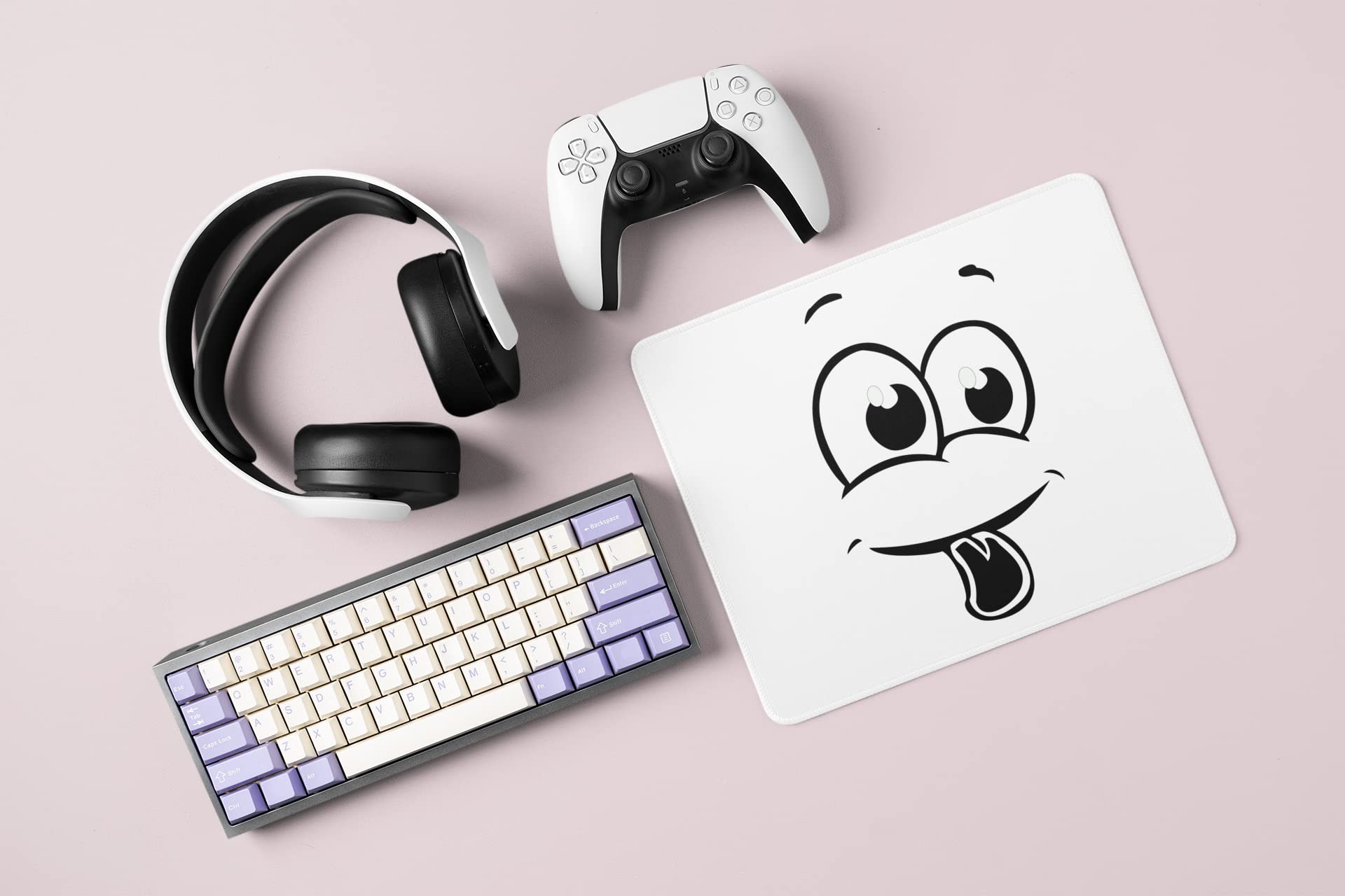 JD TRENDS Baby Tongue (BG Black)- Emoji Theme Printed White Gaming mousepads for Emoji Lovers(20cm x 18cm)