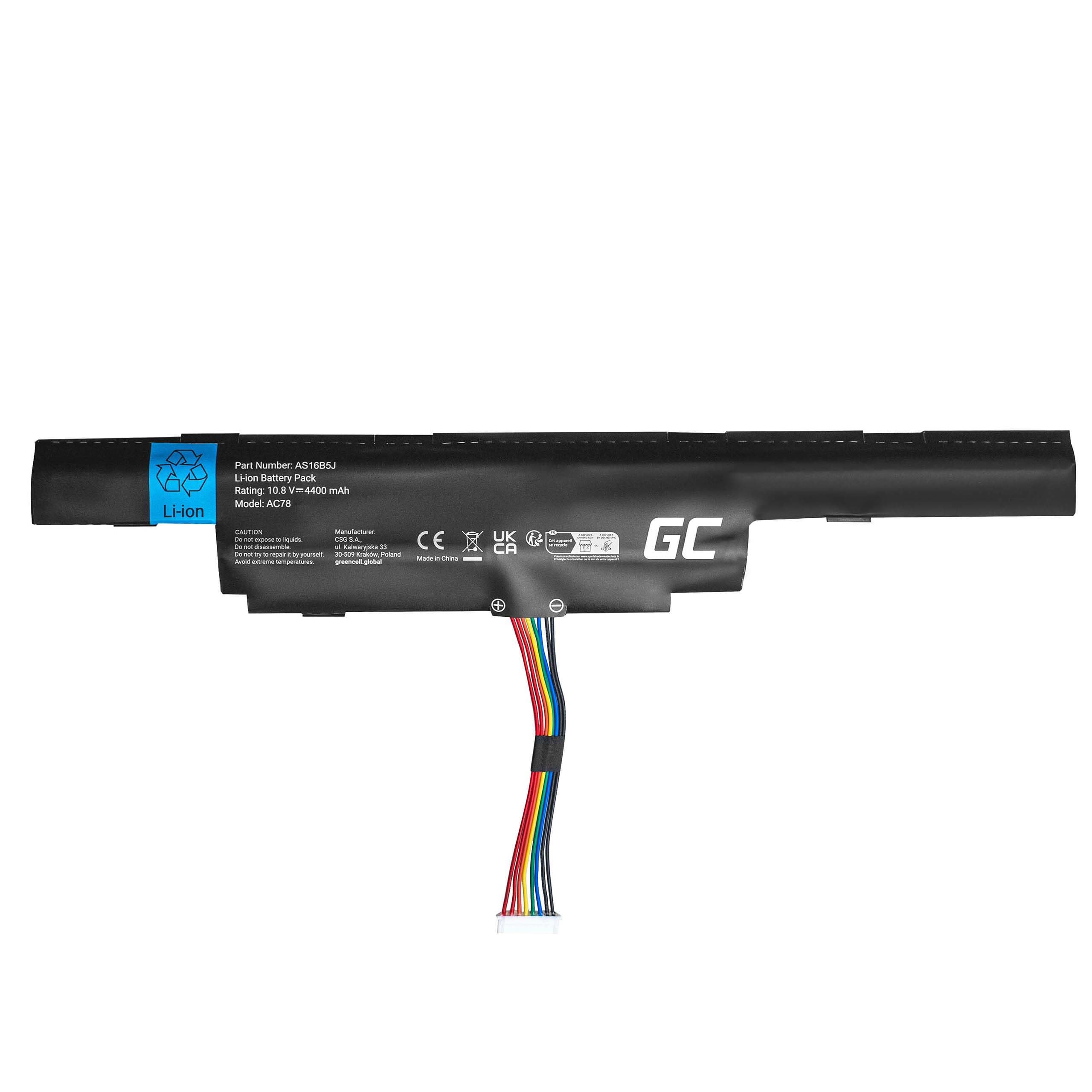 Green Cell AS16B5J AS16B8J - Batteria per Acer Aspire F 15 F5-573 F5-573G E E5-575 E5-575G E5-575T E5-575TG (4400mAh 10.8V nero)