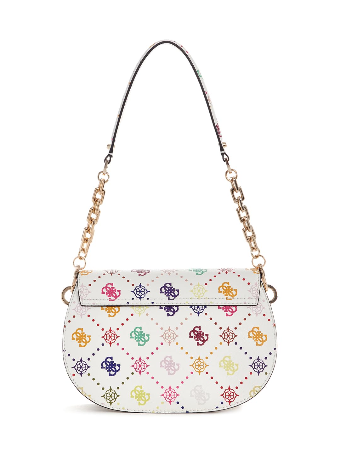 GUESS borsa a tracolla Emelie Logo Flap Shoulder Bag Multi Logo bianco