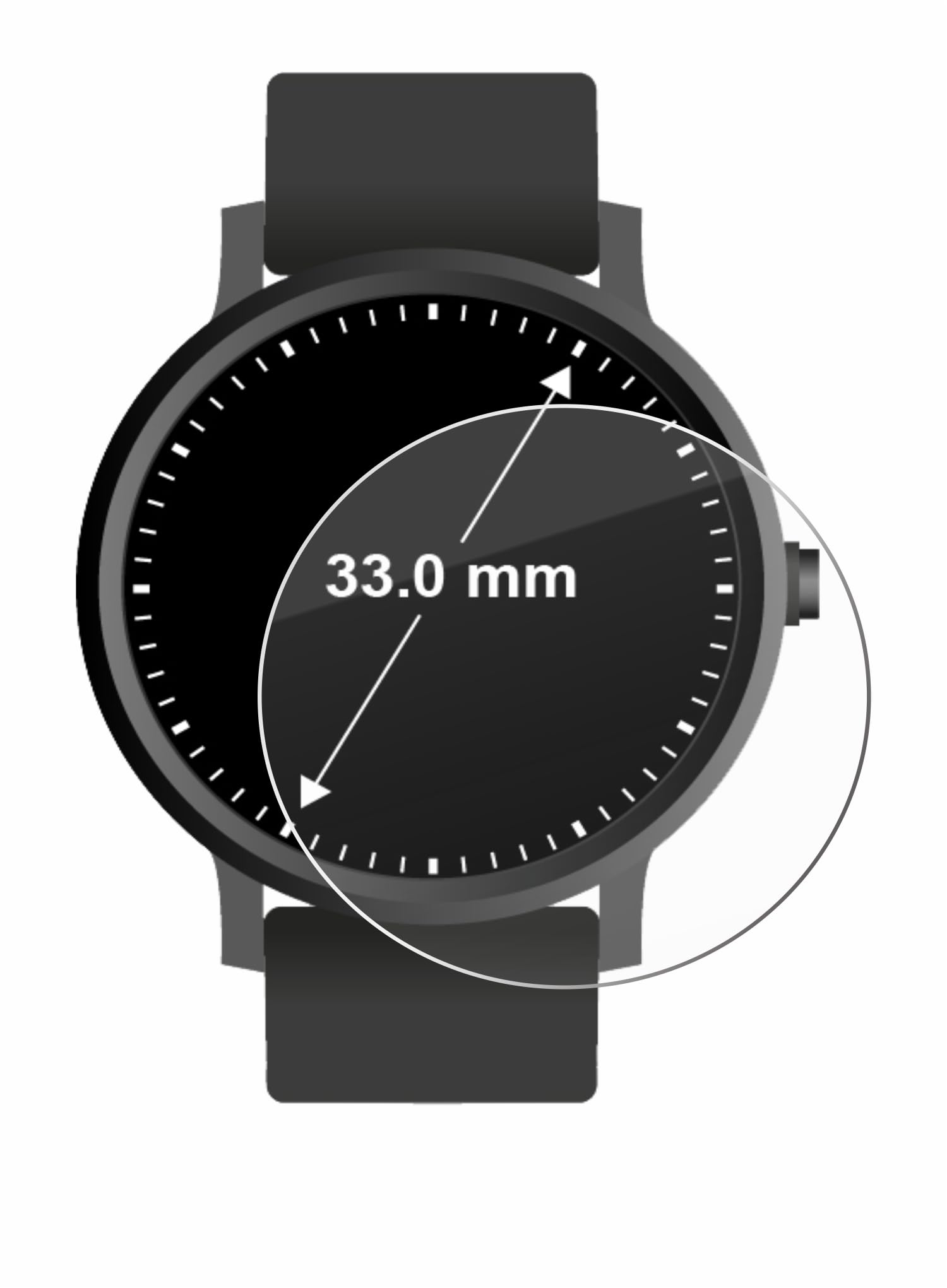 savvies Protector Cristal Templado para Relojes (Circular, ø: 33 mm) Protector Pantalla Vidrio, Protección 9H, Pelicula Anti-Huellas