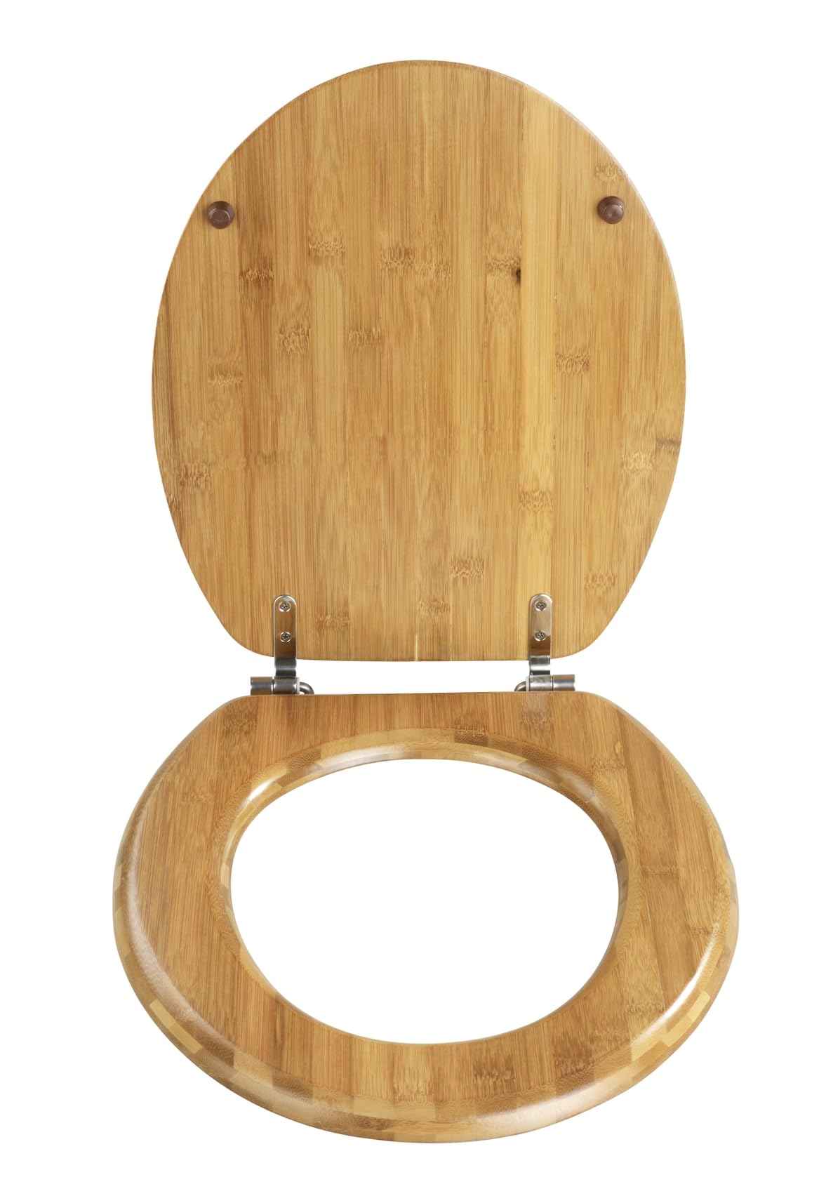 WENKO Abattant WC Bois Bambou | Lunette WC Fixation Acier INOX | Nettoyage Facile| Résistante à l'humidité et Non Poreuse grâce à Un Vernis Multiple | Certifié FSC® | 34 x 41,5 cm | Bambou