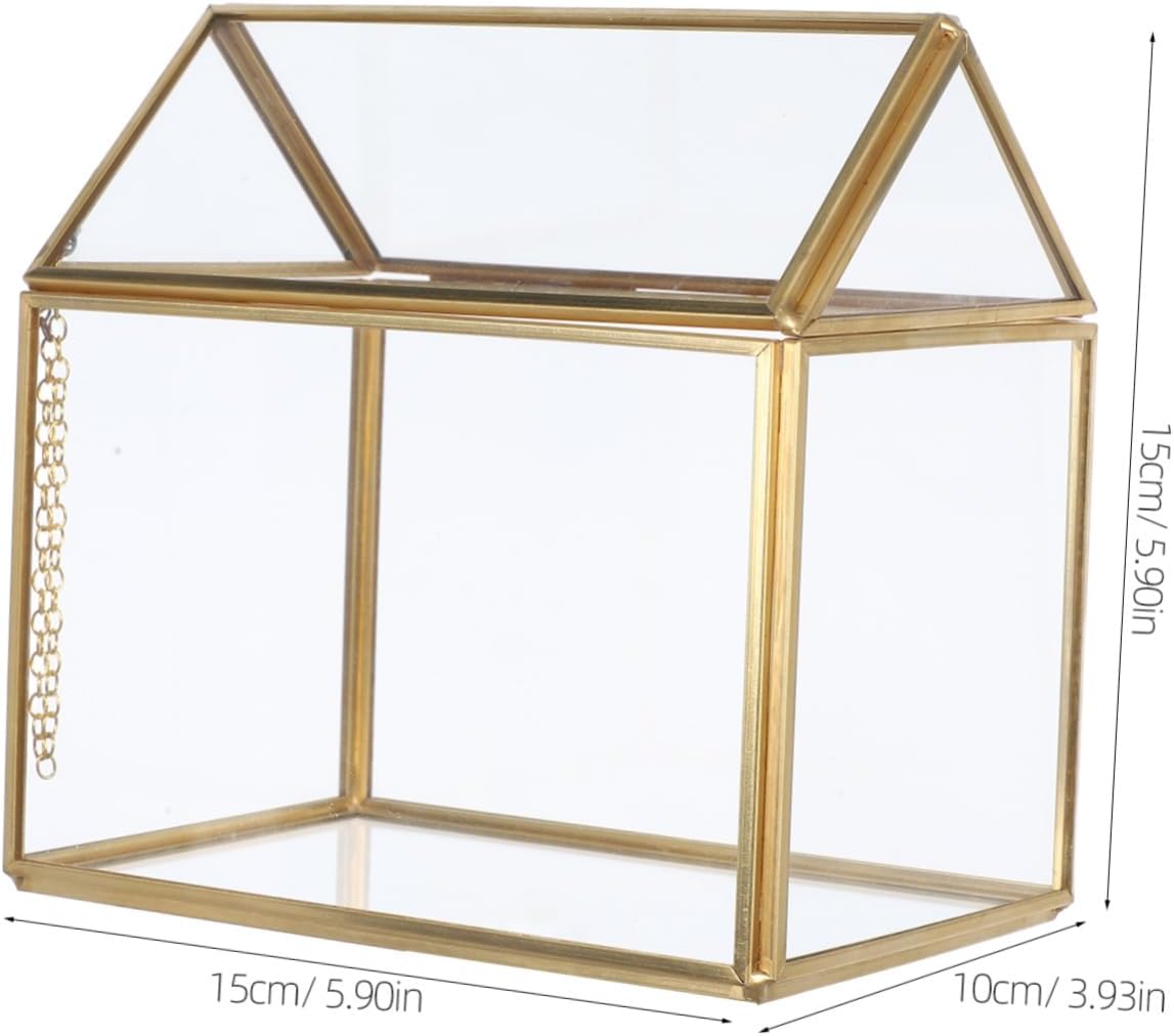 Amosfun Geometric Glass Terrarium for Indoor Decor Versatile House Shaped Planter for Succulents Air Plants for Home Office Stylish Tabletop Greenhouse Display