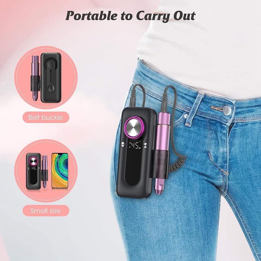 Taladro de uñas profesional, lima de uñas eléctrica, máquina de manicura, kit deas eléctrica, máquina de manicura, kit de manicura y pedicura eléctrico portátil para salón/hogar para mujeres