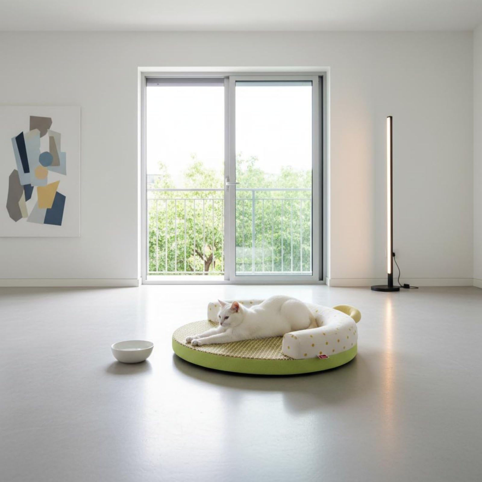 Lit Rafraîchissant pour Chat Lit pour Chat Panier pour Chat Corbeille pour Chat Coussin Ergonomique en Rotin et Tissu Respirant Mousse à Mémoire 45D, Color to 2, 50-50-4cm
