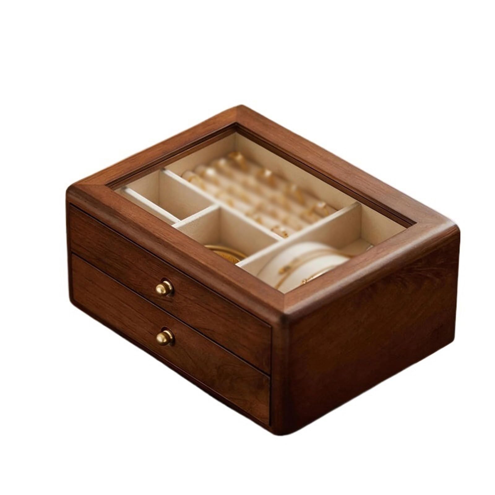 CLQYXRMVC Jewelery Box Wooden Jewelry Box Vintage Multi-Tier Organizer for, Necklaces, Earrings, and Rings Jewellry Organizer Case(Small)