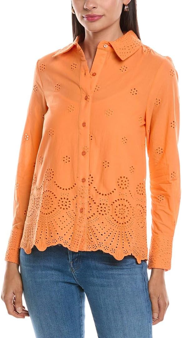 Nanette Nanette Lepore Womens Shirt, L, Orange