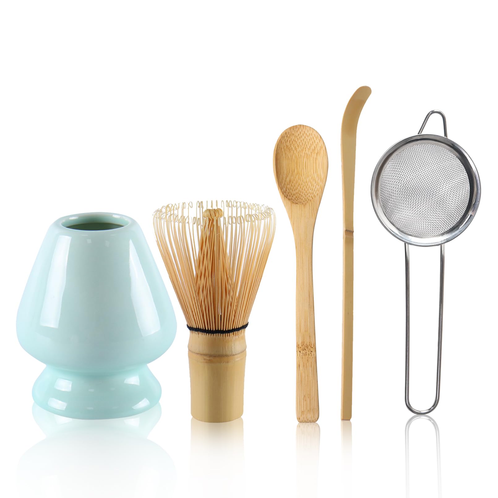5-teiliges Matcha Set mit Matcha Besen, Löffel, Schaufel und